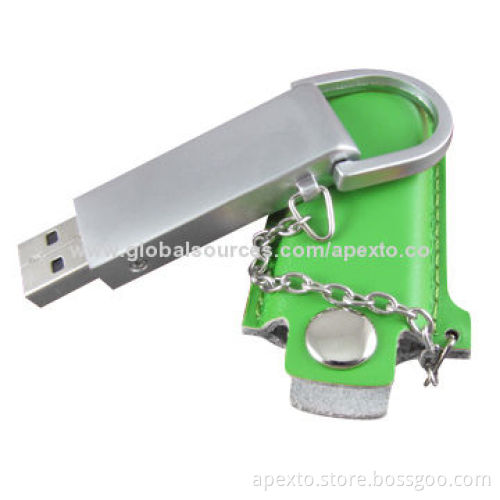 USB Memory Stick w/Leather Housing and Anti-shock Design, 8GB or 16 GB Storage , OEM Logo Design Ok